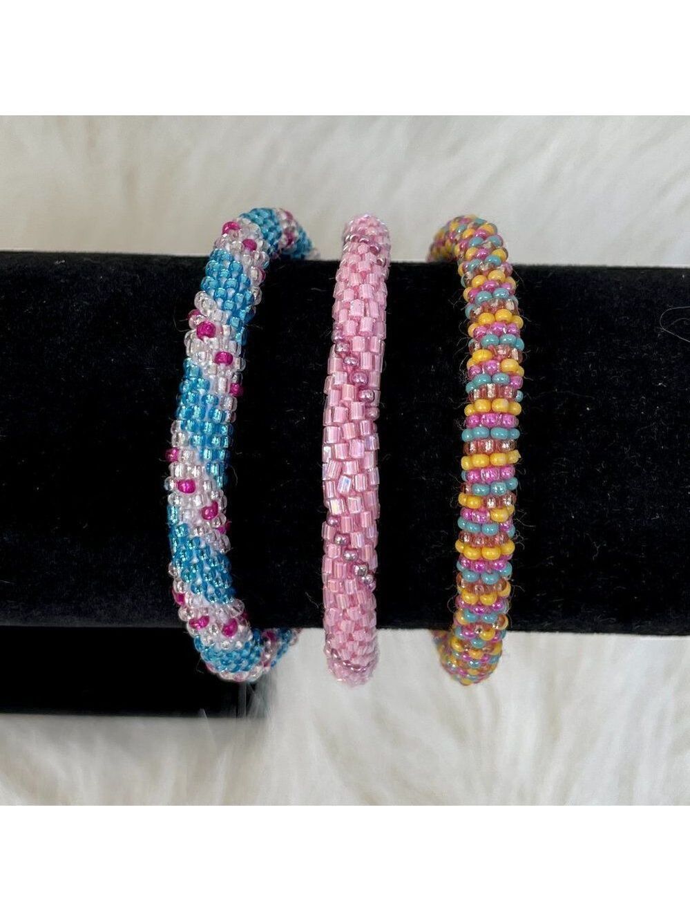HAND CRAFTED in Nepal Beaded Bracelets
(set of 3) #315